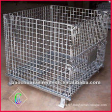 Folding warehouse storage cage with wheels